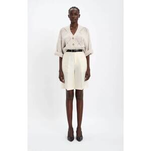 NEW ARCH4 CASHMERE hollingsworth 3/4 sleeves cardigan in chai with silver sequin